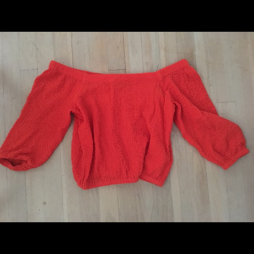 Off the shoulder red top